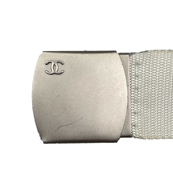 CHANEL - Vintage 99S 1999 Logo Adjustable Nylon Web - White - XS/S - Belt - Picture 10 of 11